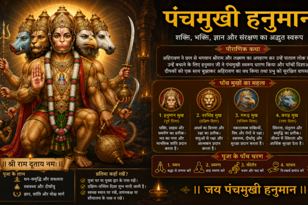 पंचमुखी हनुमान जी की अद्भुत कथा: पाँच मुखों का रहस्य, महत्व और पूजा विधि