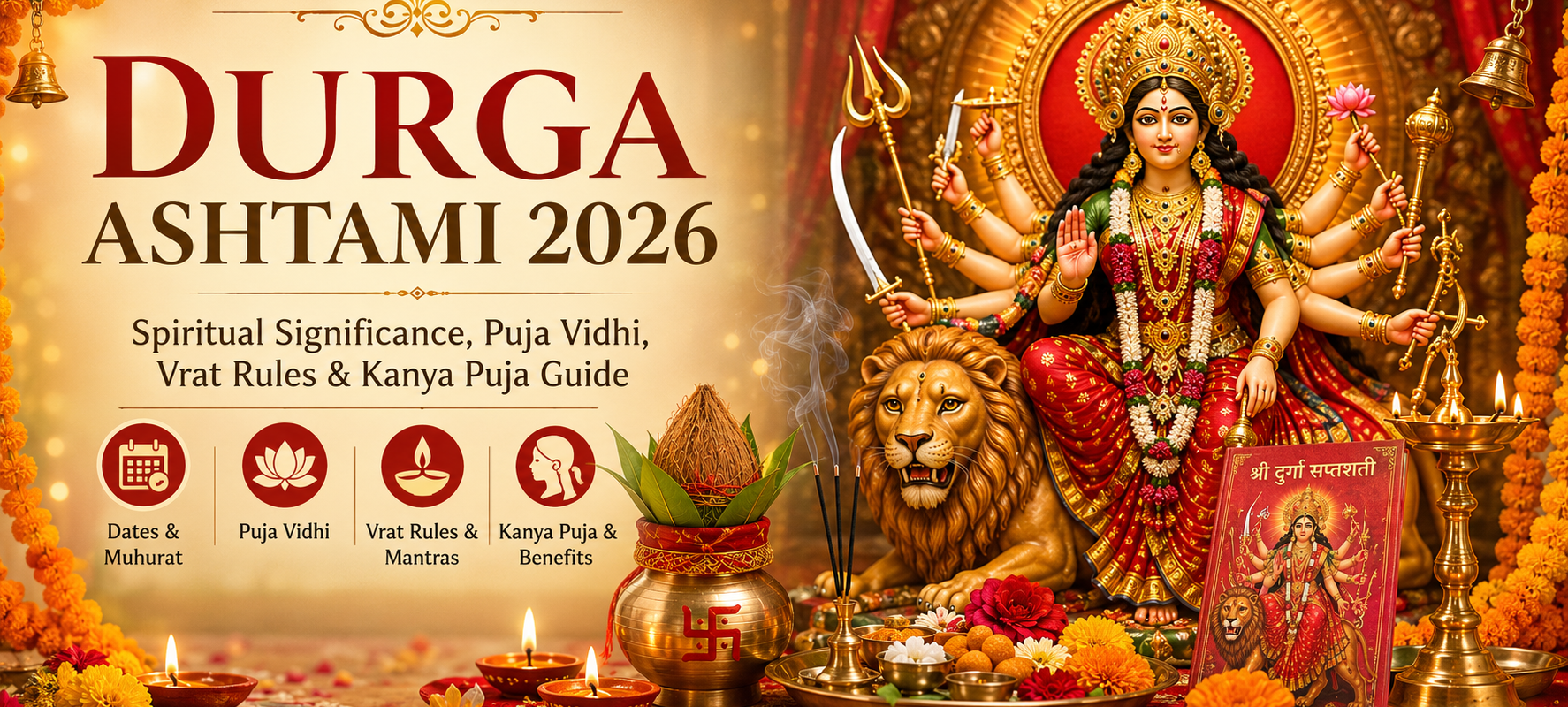 Durga Ashtami 2026: Spiritual Significance, Puja Vidhi, Vrat Rules & Kanya Puja Guide