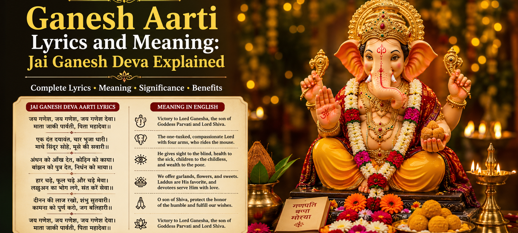 Ganesh Aarti Lyrics and Meaning: Jai Ganesh Deva Explained
