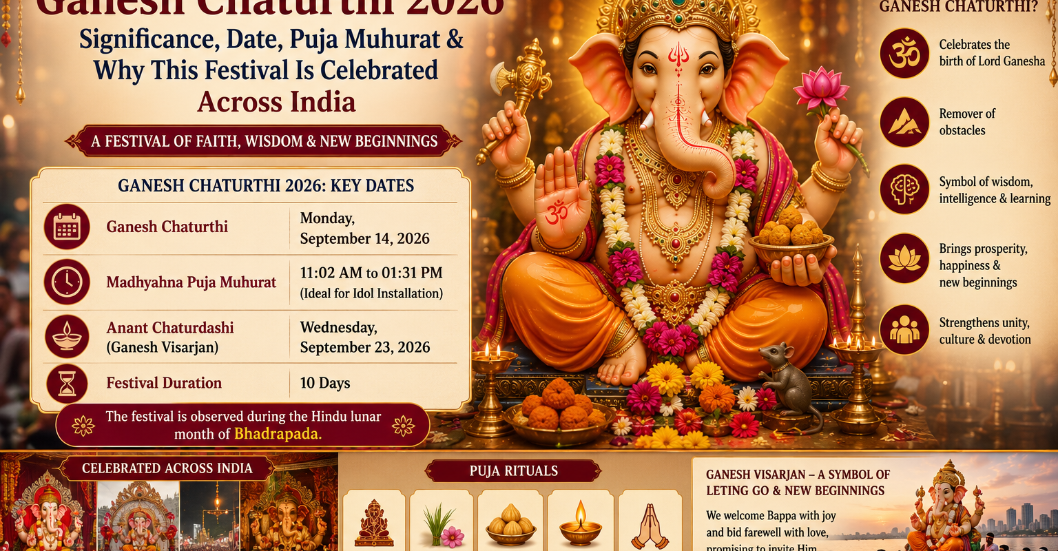 Ganesh Chaturthi 2026: Date, Puja Muhurat, Significance & Why This Festival Is Celebrate