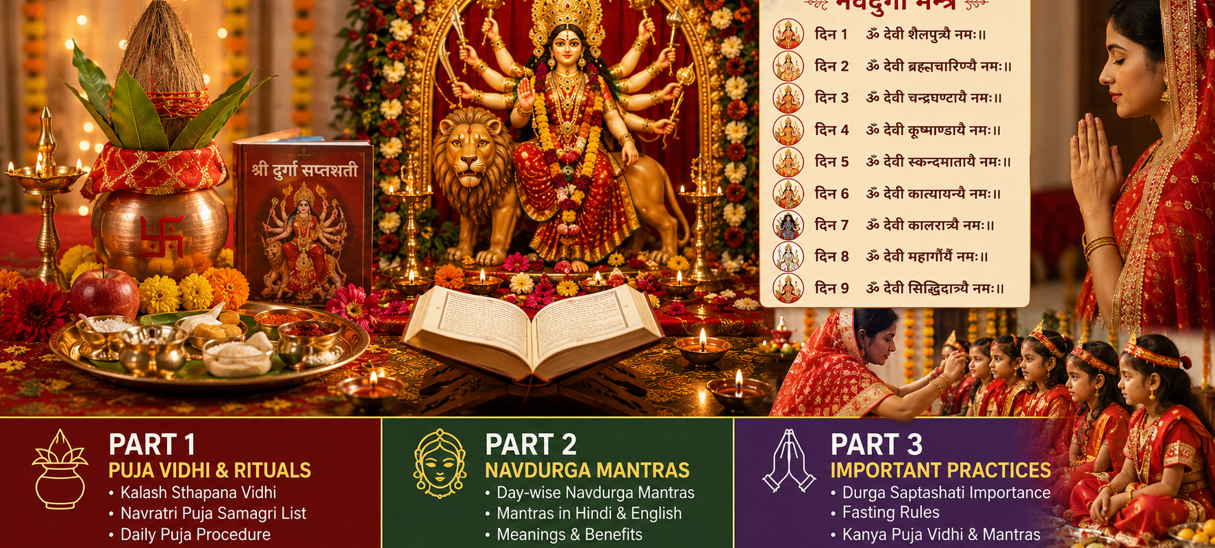 Navratri Puja Vidhi at Home 2026: Complete Step-by-Step Guide with Mantras in Hindi & English