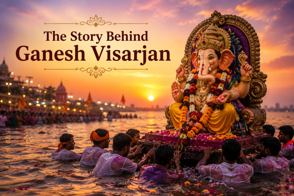 Ganesh Visarjan symbolizes Lord Ganesha's return to Mount Kailash and teaches the spiritual wisdom of letting go and embracing life's natural cycles.