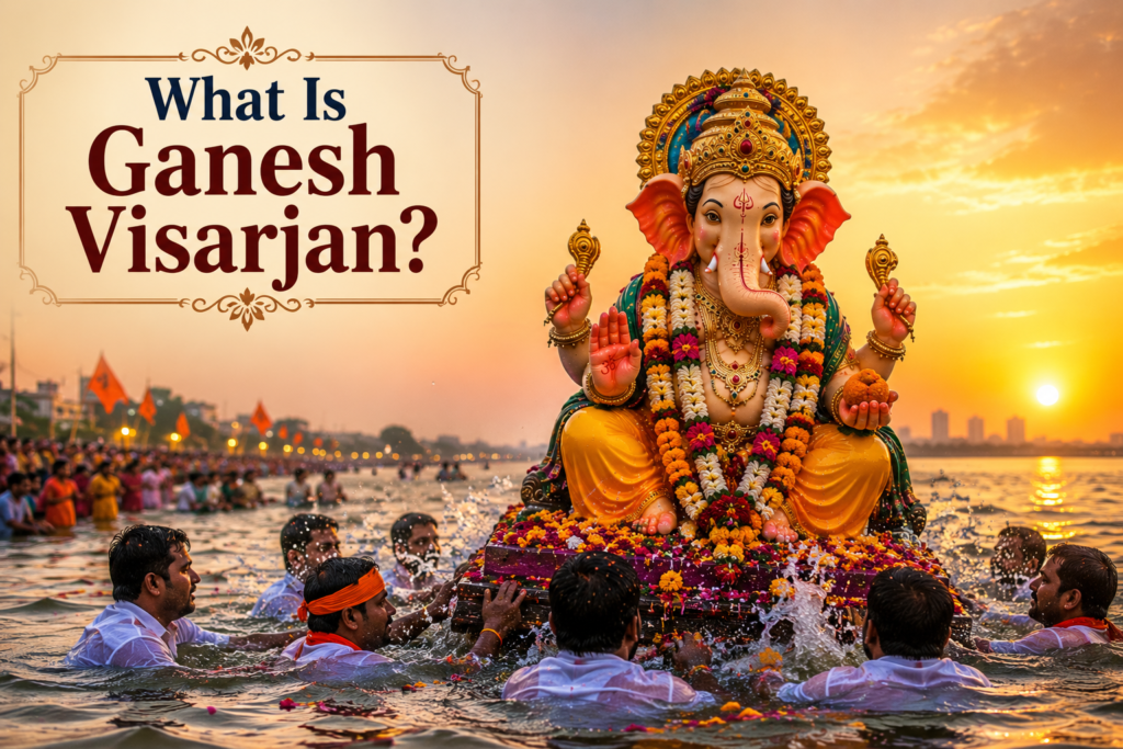Ganesh Visarjan symbolizes Lord Ganesha's return to Mount Kailash and teaches the spiritual wisdom of letting go and embracing life's natural cycles.