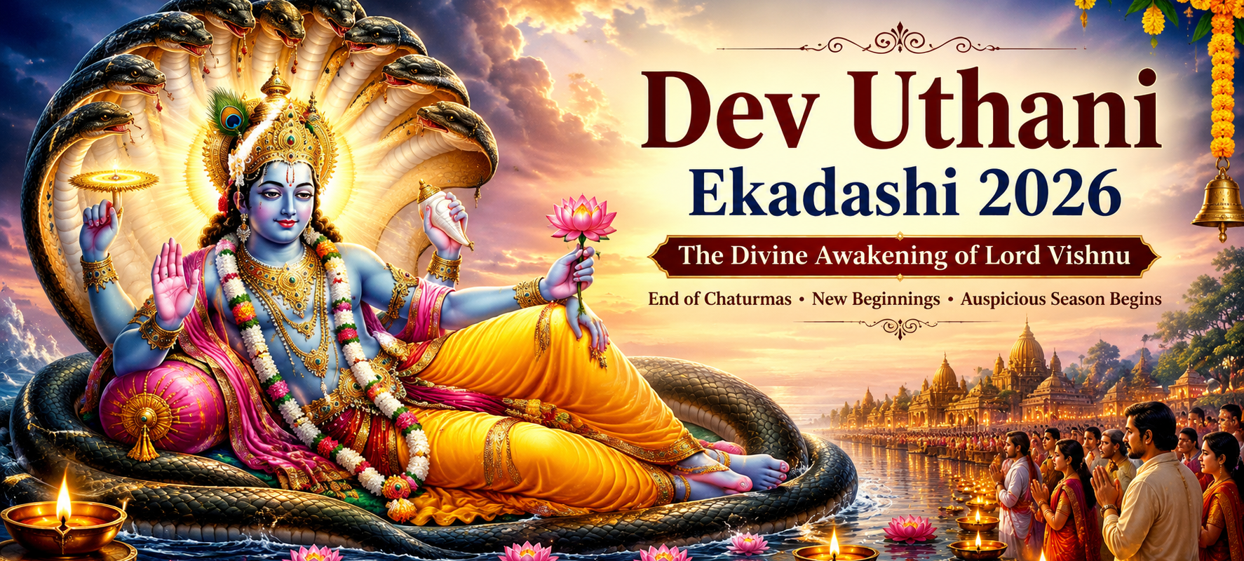 Dev Uthani Ekadashi 2026: Date, Muhurat, Story & Spiritual Significance of Lord Vishnu’s Divine Awakening