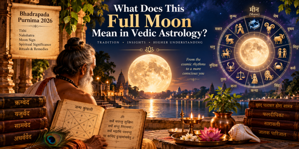 September 26 Full Moon in Vedic Astrology with Bhadrapada Purnima, Vedic zodiac chart and sacred Hindu traditions
